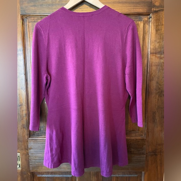 NWT Isaac Mizrahi Live Purple Peplum 3/4 Sleeve V-Neck Buttoned Cardigan… - Picture 5 of 6